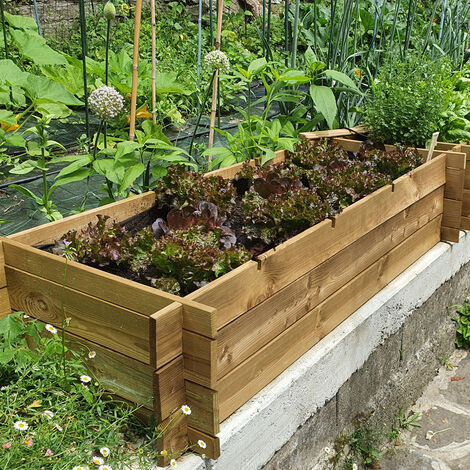 Orto Rialzato In Legno 4 Scomparti 100x100x18cm - Trattato In Autoclave, Con TNT Incluso, Montaggio Facile - Foto 2