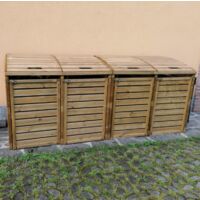 Porta bidoni per esterno doppio 145,6 X 92 X 120 h.cm in legno trattato - RACCOLTA DIFFERENZIATA