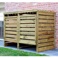 Porta bidoni da esterno Doppio 150 X 82 X 120 h.cm in Legno Trattato - RACCOLTA DIFFERENZIATA