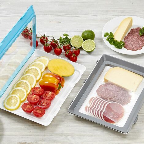 Boîte de conservation alimentaire lot de 2 Click&Fresh 2 boite hermetique  alimentaire Gris/Bleu Boite plastique