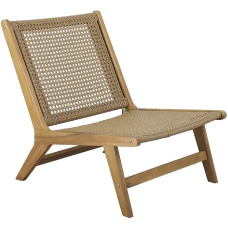 Petit fauteuil extérieur de terrasse AXIS en métal acier de couleur et bois  massif - SEANROYALE