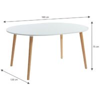 Table extensible ORACLE laqué blanc mat pieds en bois massif 160cm - Blanc