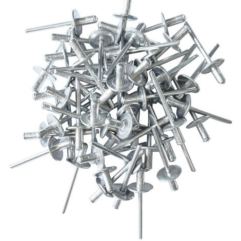 Lot de 250 rivets pop multigrip 4.8x11 mm – Tête extra large 16 mm – Aluminium et acier galvanisé – Épaisseur de serrage 1 à 6 mm