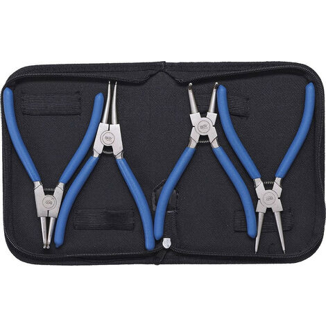 Bgs Technic – Jeu de 4 pinces à circlips 175mm – Droites et coudées – Pour circlips intérieurs et extérieurs – Traitement nickelé