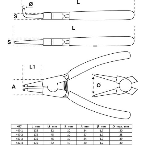 Jeu De 4 Pinces à Circlips Professionnelles – 2 Droites & 2 Courbées, Poignées Antidérapantes Et Ressort Interne, Idéal Pour Réparations Mécaniques