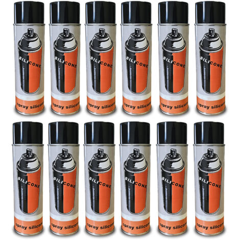 Lot de 12 aérosols spray lubrifiant silicone alimentaire 500 ml – Effet antistatique – Protège joints et pièces en caoutchouc – Ne tache pas (1/3)
