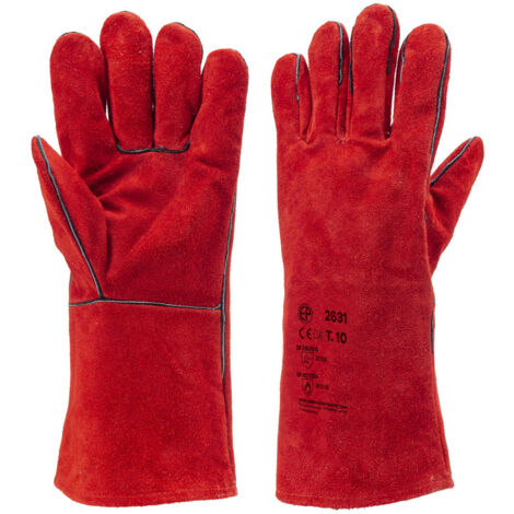 Paire de gants soudeur croute de cuir 330 mm protection hautes temperatures