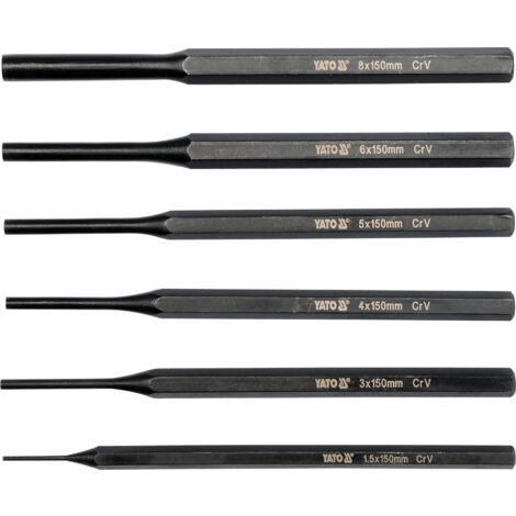 Jeu de 6 chasse goupilles de 1.5 - 3 - 4 - 5 - 6 - 8 mm.