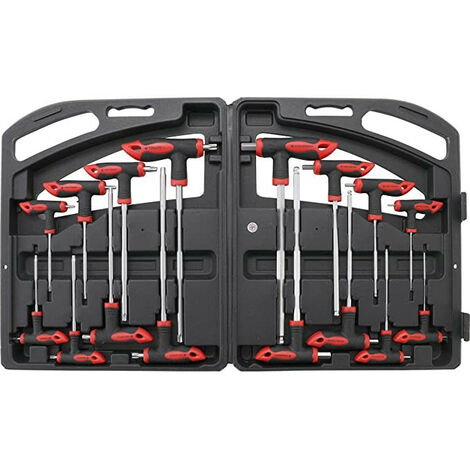 16 tournevis poignees cles males en t - torx/resistorx t10/t50 - 6 pans 2/10 mm