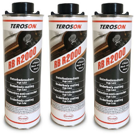 Revêtement dessous de caisse anti-gravillons 3 bidons de 1 kg – Compatible surfaces métalliques – Résistance à l'abrasion – Texture constructeur – Teroson - r2000