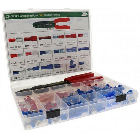 Assortiment - de 300 cosses electriques isolees et 1 pince a sertir (1/2)
