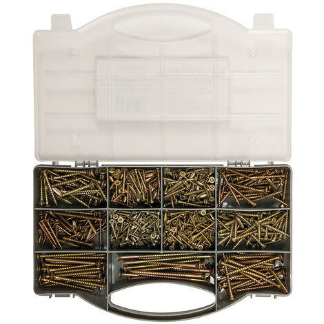 Coffret de 780 vis autoperceuses bichromatées Pozidriv à tête fraisée – Résistantes à la corrosion – Pour bois dur et agglomérés – Fixman