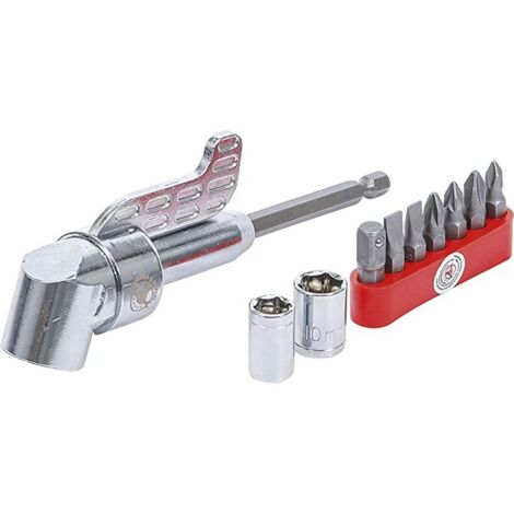 Porte embout renvoi d'angle 6 pans 1/4 avec embouts pour visseuse (1/2)