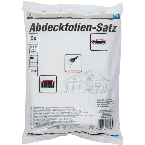 Lot de 100m² films 5 pieces de 20 m2 pour masquage et protection
