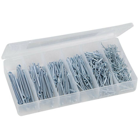 Coffret de 555 goupilles fendues en acier galvanise (zingue) assorties (1/2)