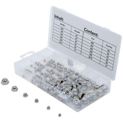 Assortiment de 150 ecrous borgnes a calotte chromes metriques (1/3)