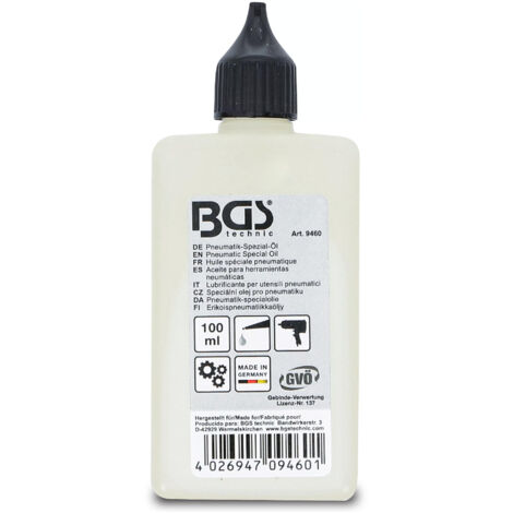 Bgs Technic – Burette flacon huile 100 ml – Lubrification outils pneumatiques – Anti-usure et antirouille – Capuchon refermable