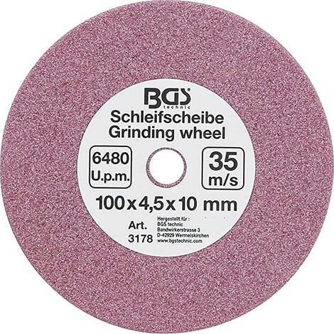 Bgs Technic – Meule à touret 100 x 10 x 4.5 mm – Grain 60 pour affûtage précis – Compatible tronçonneuses 3/8' et 0,404' – Pour bois dur