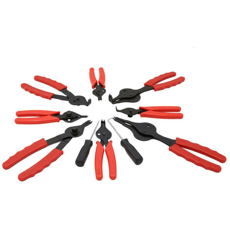 Lot de 8 pinces a circlips interieur exterieur becs coudes et droits en coffret (1/3)