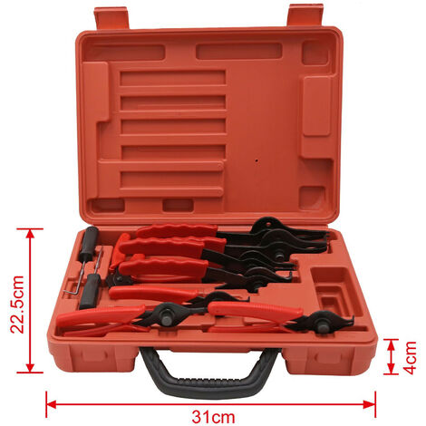 Lot 8 Pinces à Circlips + 4 Crochets De Précision - Kit Complet Pour Mécanique Auto, Moto Et Bijouterie