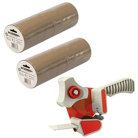 Lot de 1 devidoir plus 12 rouleaux adhesif emballage marron 48 mm x 66 mètres (1/4)