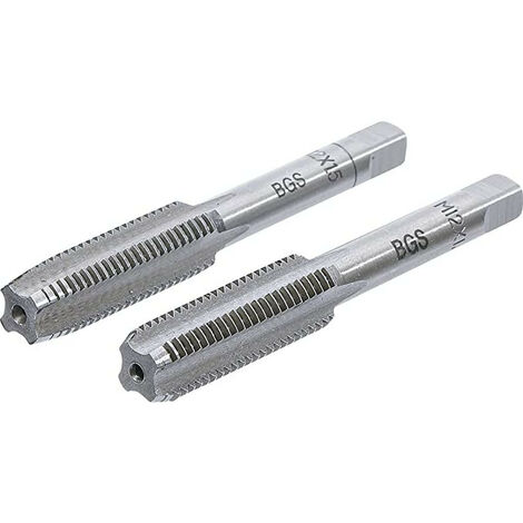 Bgs Technic – Jeu de 2 tarauds M12 x 1.50 mm – Acier à outils GCr15 – Filetage métrique pas standard – Pour perçage précis