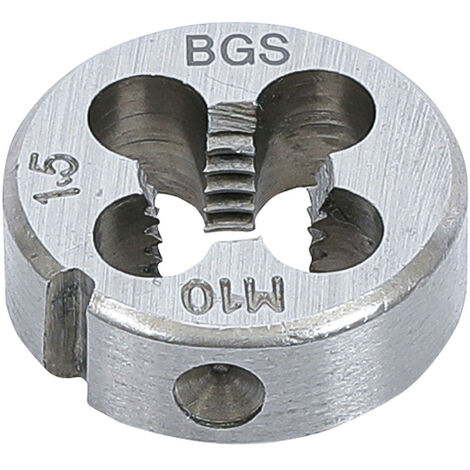 Bgs Technic – Filière M10 x 1.50 pour filetages standards – Acier GCr15 – Ø extérieur 25.4 mm – Épaisseur 9 mm – Lot de 10 unités