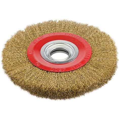 Brosse circulaire tourets metallique a fils d'acier laitonnes de 200 mm