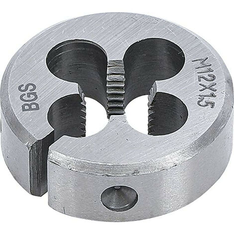 Bgs Technic – Filière M12 x 1.50 – Filetage métrique pas standard – Acier spécial GCr15 – Ø extérieur 38.1 mm – Épaisseur 12 mm