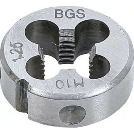 Bgs Technic – Filière M10 x 1.25 – Pas standard – Acier GCr15 – Ø 25.4 mm – Épaisseur 9 mm – Pour filetages propres et réparations