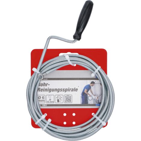 Bgs Technic – Déboucheur de canalisation 3 m – Fil métallique à ressort 6 mm – Poignée en plastique robuste – Élimine dépôts et résidus