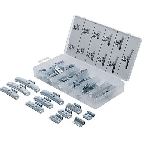 Assortiment de 36 poids masses d'equilibrage pour jante tole acier