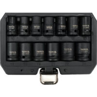 Yato – Jeu de 13 douilles à choc courtes 6 pans carré 1/2 – Acier CrMo pour usage intensif – Dimensions de 10 à 24 mm – Coffret inclus