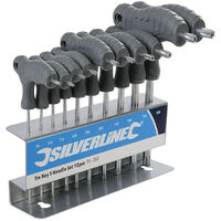 Silverline – Jeu de 9 tournevis torx T10 à T50 – Acier chrome-vanadium S2 – Poignées en T en plastique moulé – Support métallique inclus