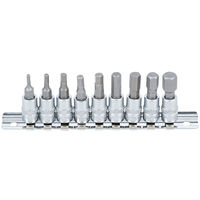 Bgs Technic – Jeu de 9 douilles à embouts hexagonaux mâles 1/4' – Dimensions 3/32 à 3/8' – Acier chrome-vanadium – Traitement chromé mat