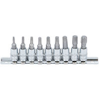 Bgs Technic – Lot de 9 douilles à embouts torx mâles T10 à T50 – Acier chrome-vanadium – Cannelure sur rail métal – Carré 1/4'