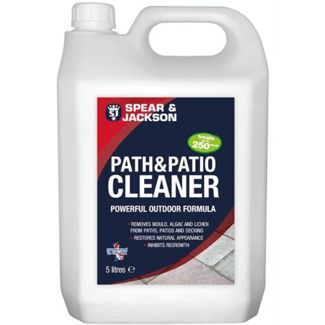 Spear & Jackson Path Patio and Decking Cleaner 5 Litres Concentrate - Green Algae and Mould Remover
