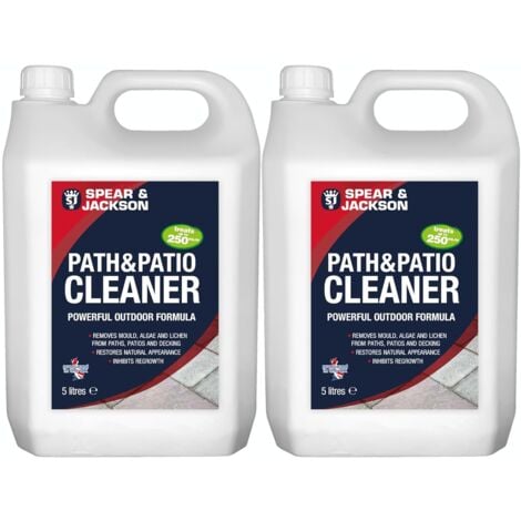 Spear & Jackson Path Patio and Decking Cleaner 2 x 5 Litres Concentrate - Green Algae and Mould Remover