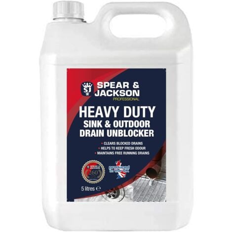 Spear & Jackson Heavy Duty Sink and Drain Unblocker 5 Litre Gel - Powerful Formula- Indoor and Outdoor