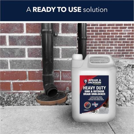 Spear & Jackson Heavy Duty Sink and Drain Unblocker 5 Litre Gel - Powerful Formula- Indoor and Outdoor