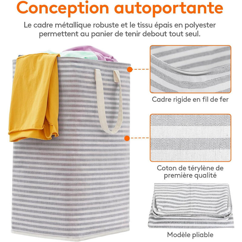 1PCS 75L Panier à Linge Sale Pliable Panier Linge Sale avec poignée
