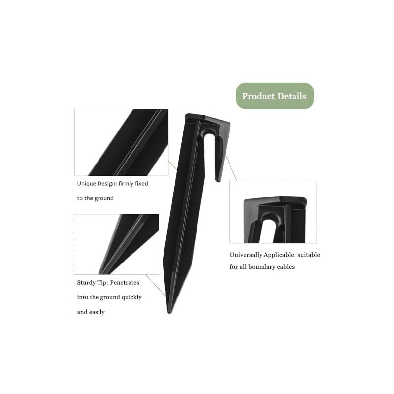 Piquet Fil Robot Tondeuse, Piquets de Fixation en Plastique Robuste, Lot de 100 piquets de fixation pour câbles périphériques, Piquet Fil Robot Tondeuse, crochet pour robot tondeuse Piquet Fil Robot Tondeuse, Piquets de Fixation en Plastique Robuste, Lot de 100 piquets de fixation pour câbles périphériques, Piquet Fil Robot Tondeuse, crochet pour robot tondeuse