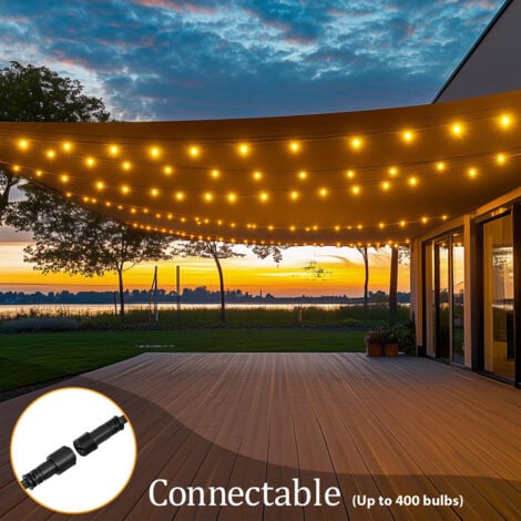 Guirlande Lumineuse Extérieure et Intérieur, 10+1 Ampoules Etanche 3M de Guirlande Guinguette Décoration pour Patio,Café,Jardin,Vacances,Parti,de Noël,OUYLAF, Blanc Chaud