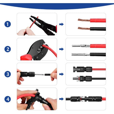 Pince à sertir solaire MC4 Kit de pinces à sertir pour panneau solaire 2,5/4/6 mm², OUYLAF, 27 pièces