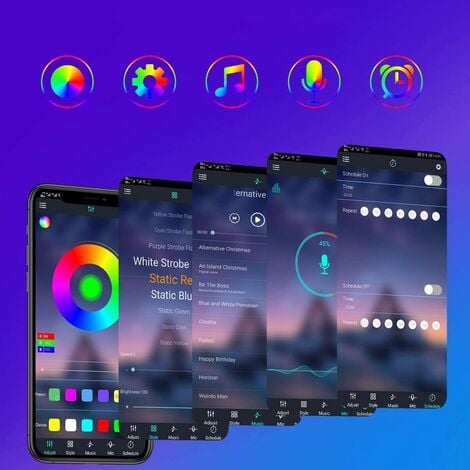 Ruban LED 30M (15mx2) Bleutooth Bande LED 5050 RGB, Contrôlé par APP du Smartphone et Télécommande, Synchroniser avec Rythme de Musique/Fonction de Minuterie, OUYLAF, Multicolore