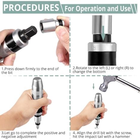 Tournevis à Frapper 13 pièces 1/2" Impact Driver Set d'embouts pour Coupes Hexagonales en Croix pour Usages Lourds, OUYLAF