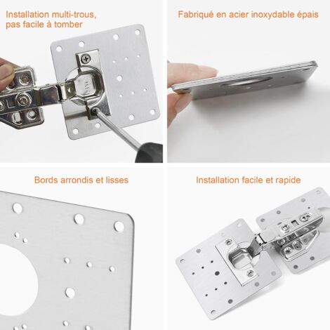 Kit De Réparation Porte : 12 Plaques De Charnière + Vis - Acier Inoxydable Argenté