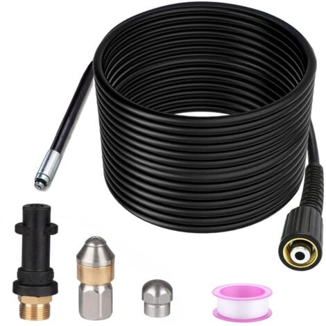 Déboucheur Canalisation 15m ,Pour Karcher Nettoyeur Haute Pression Déboucheur Canalisation Professionnel Compatible K2-K7/HD/HDS 400Bar 60C°,OUYLAF