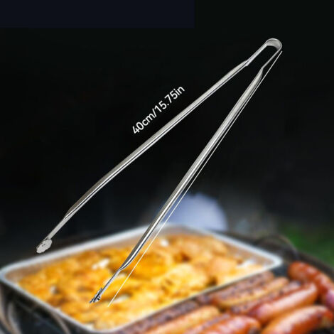 Pince Barbecue à roulettes-Taille 40cm - pour Cuisine, Barbecue et plancha, ustensile de cuisine extérieure et intérieure Pince BBQ à retourner, OUYLAF