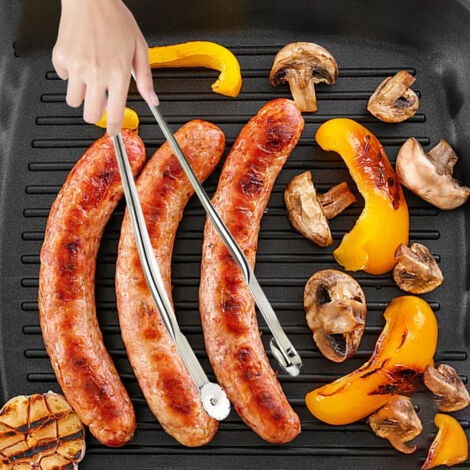 Pince Barbecue à roulettes-Taille 40cm - pour Cuisine, Barbecue et plancha, ustensile de cuisine extérieure et intérieure Pince BBQ à retourner, OUYLAF